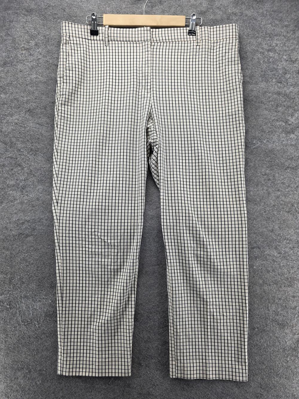 Ann Taylor Pants Womens 14 White Dress Pants Twill Check Pockets 26 In